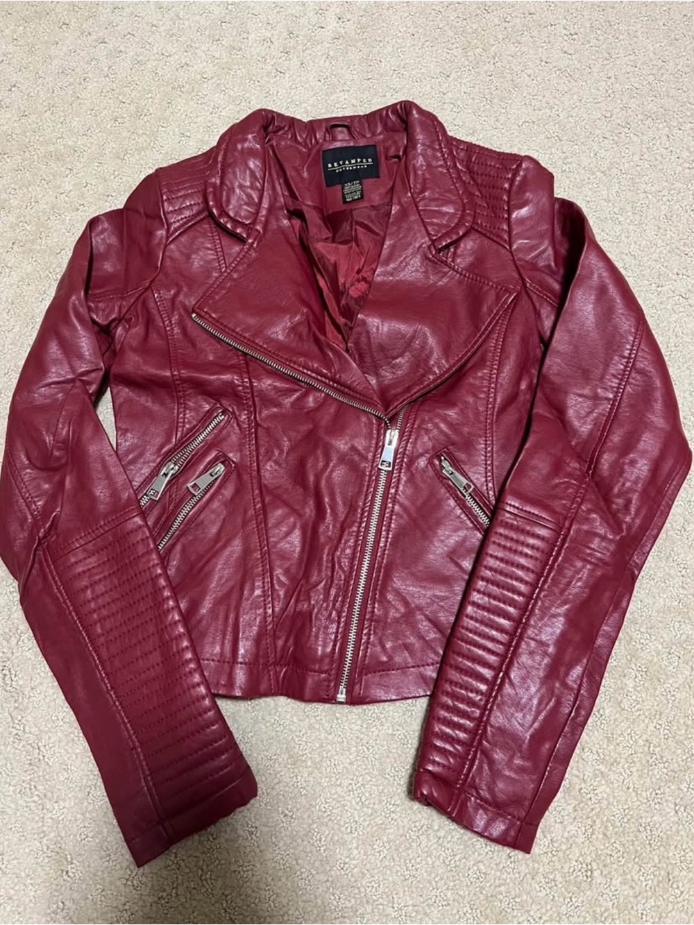 Burgundy Pleather Jacket Women’s